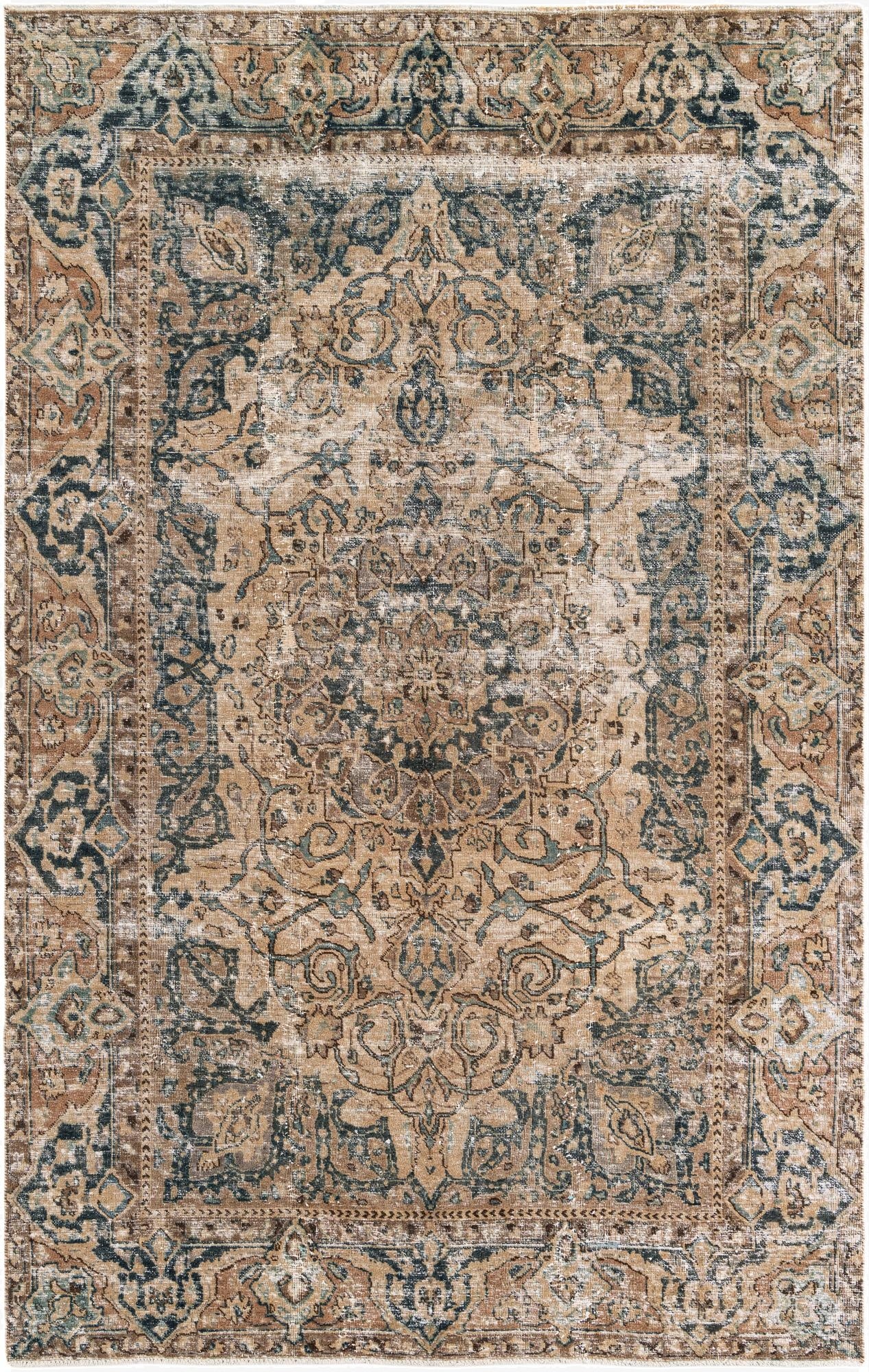 6' x 9' 5  Hand Knotted Ultra Vintage Persian Wool Rug