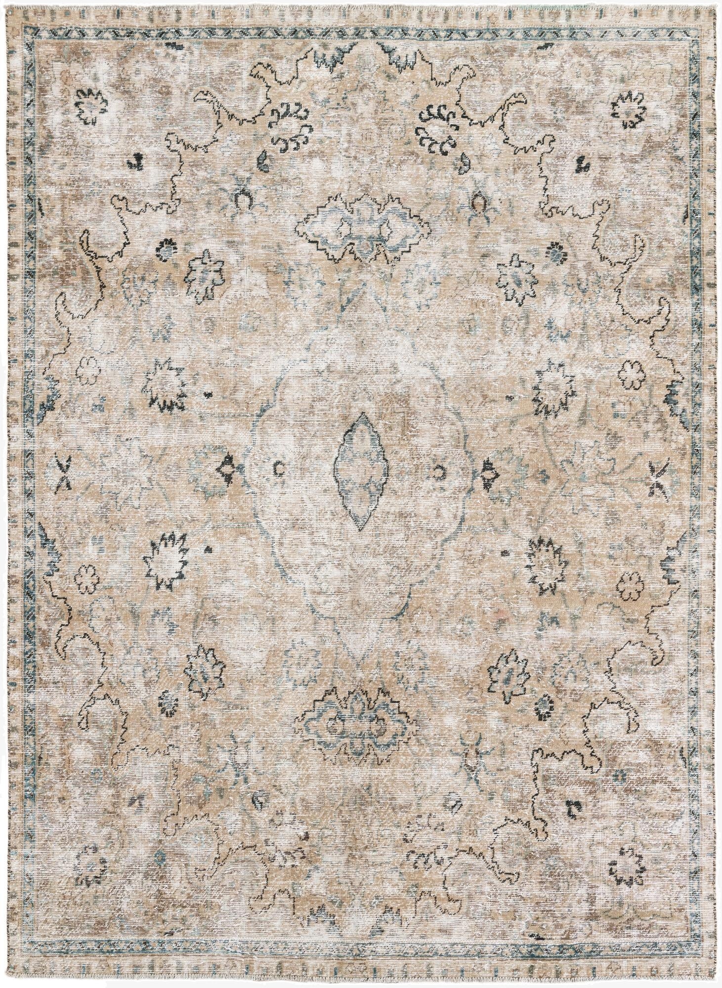 7' x 9' 10  Hand Knotted Ultra Vintage Persian Wool Rug