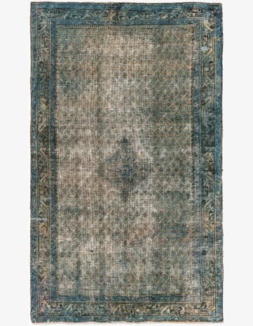 4' 1 x 6' 9 Hand Knotted Ultra Vintage Persian Wool Rug