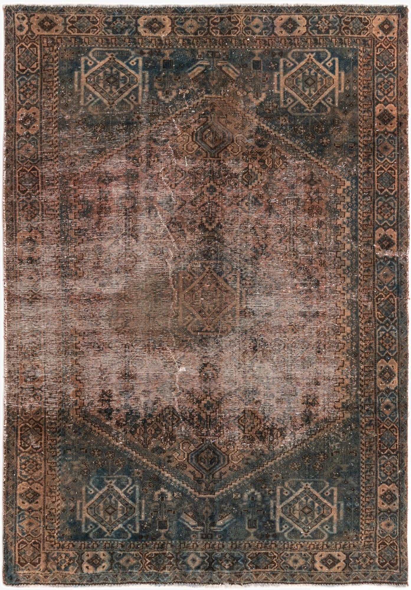 5' 9 x 8' 2  Hand Knotted Ultra Vintage Persian Wool Rug
