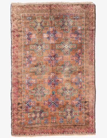 3' 7 x 5' 10 Hand Knotted Ultra Vintage Persian Wool Rug