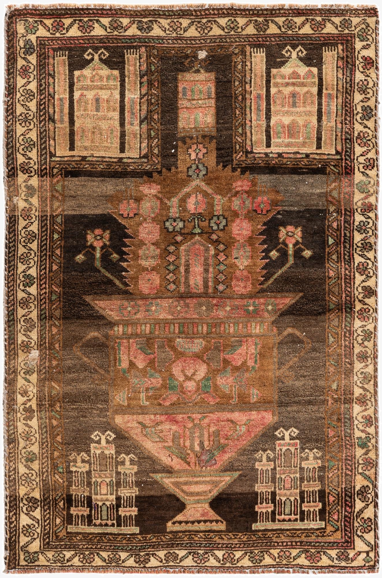 2' 9 x 4' 2  Hand Knotted Ultra Vintage Persian Wool Rug