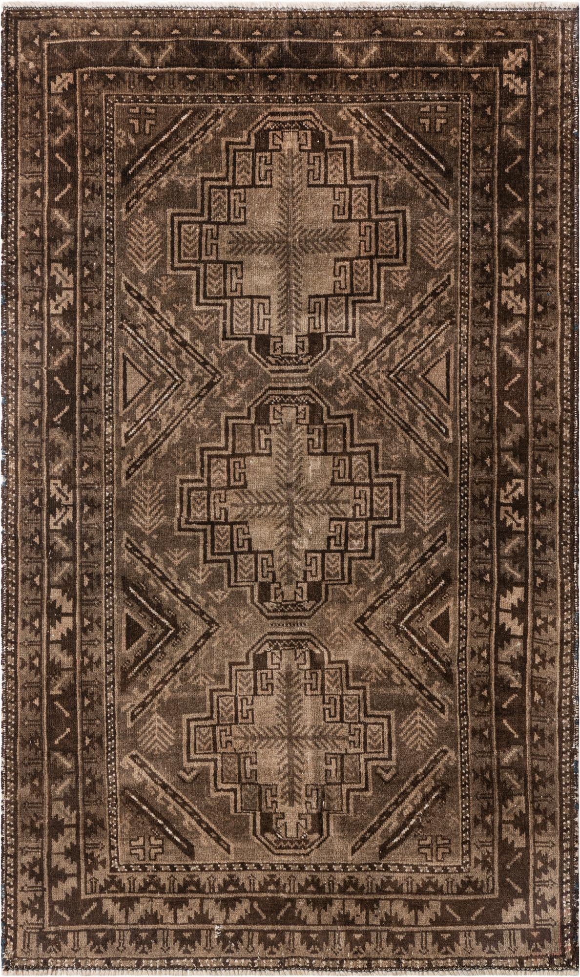 3' 7 x 6'  Hand Knotted Ultra Vintage Persian Wool Rug