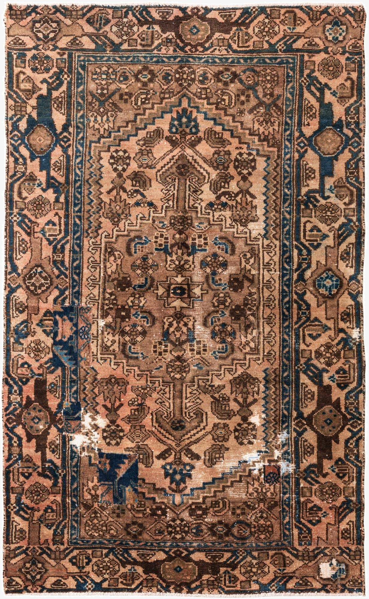 4' x 6' 5  Hand Knotted Ultra Vintage Persian Wool Rug
