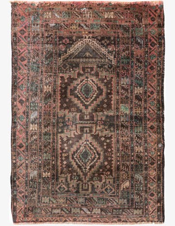 2' 8 x 3' 10 Hand Knotted Ultra Vintage Persian Wool Rug
