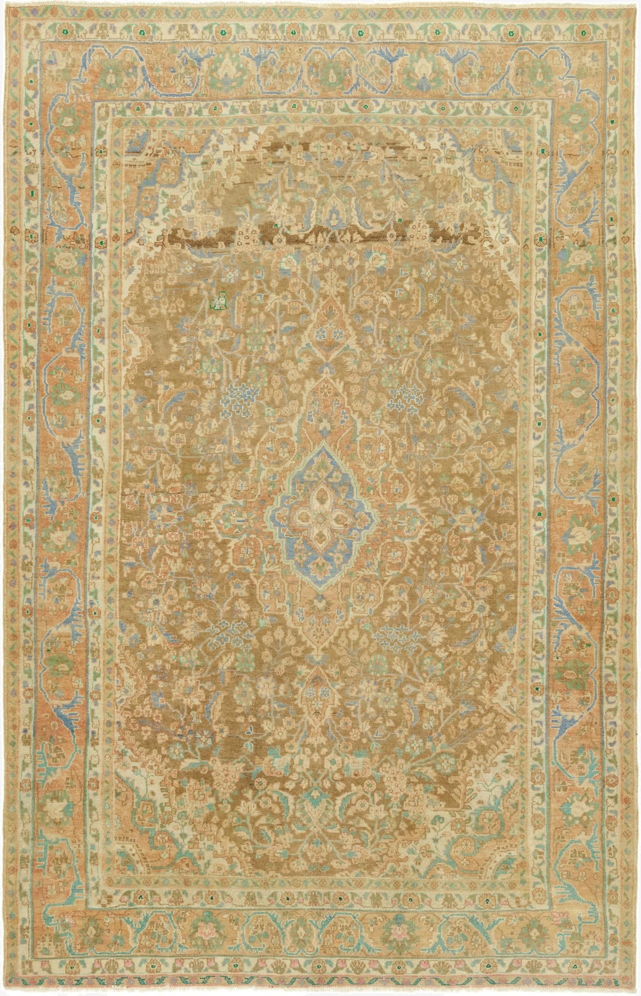 6' 2 x 10' 4  Hand Knotted Ultra Vintage Persian Wool Rug