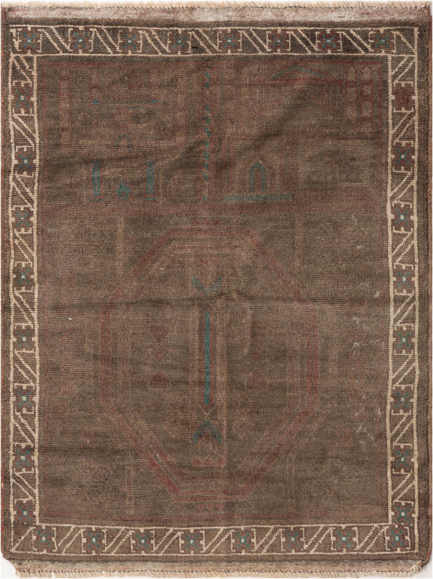 Primary image 3' 5 x 4' 6  Hand Knotted Ultra Vintage Persian Wool Rug