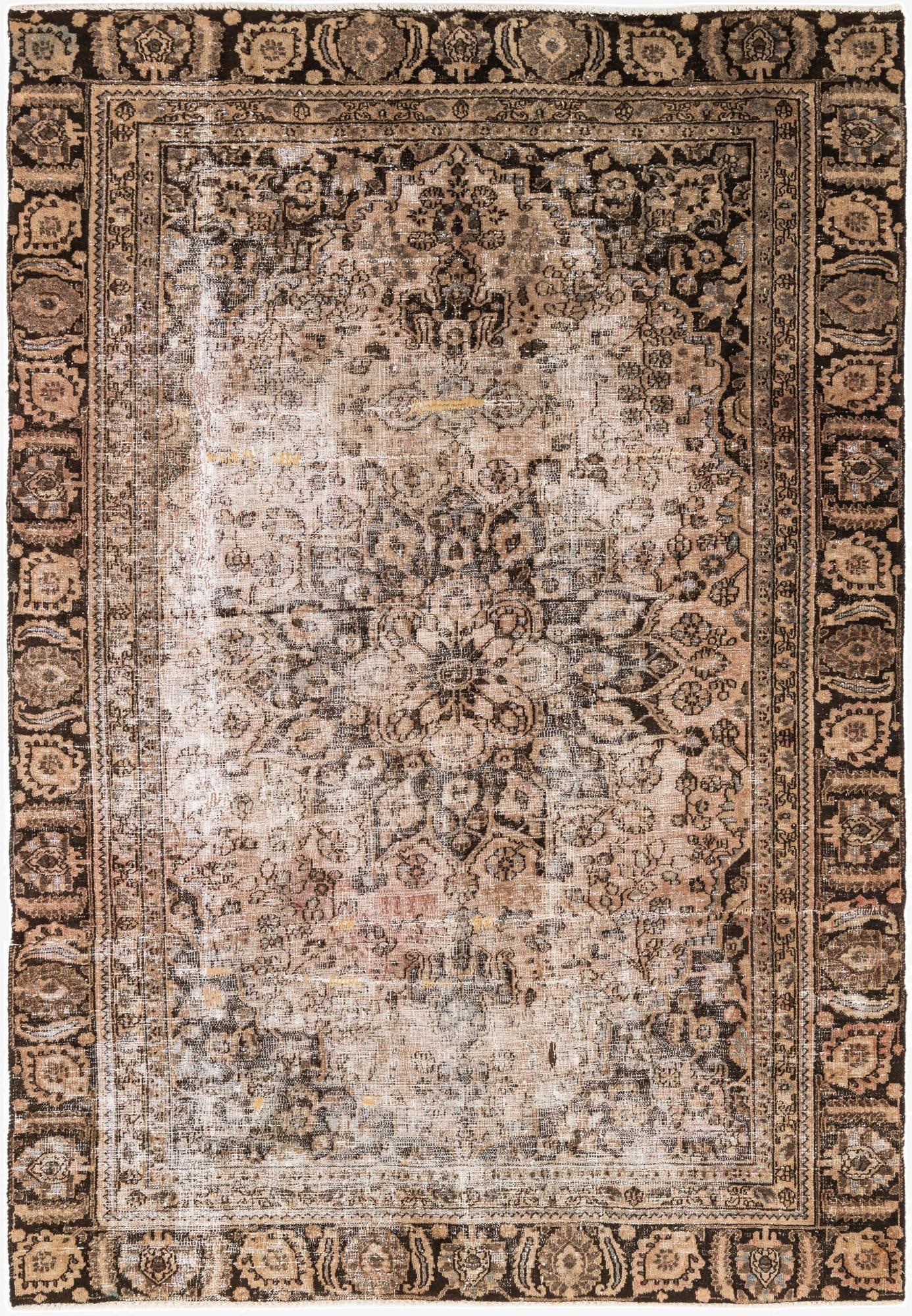 6' 2 x 9'  Hand Knotted Ultra Vintage Persian Wool Rug