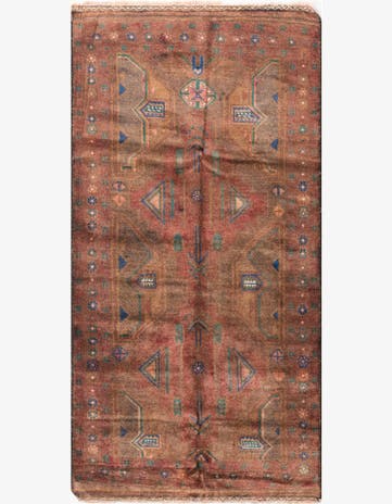 3' 5 x 6' 6 Hand Knotted Ultra Vintage Persian Wool Rug