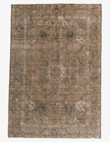 6' 2 x 9' Hand Knotted Ultra Vintage Persian Wool Rug