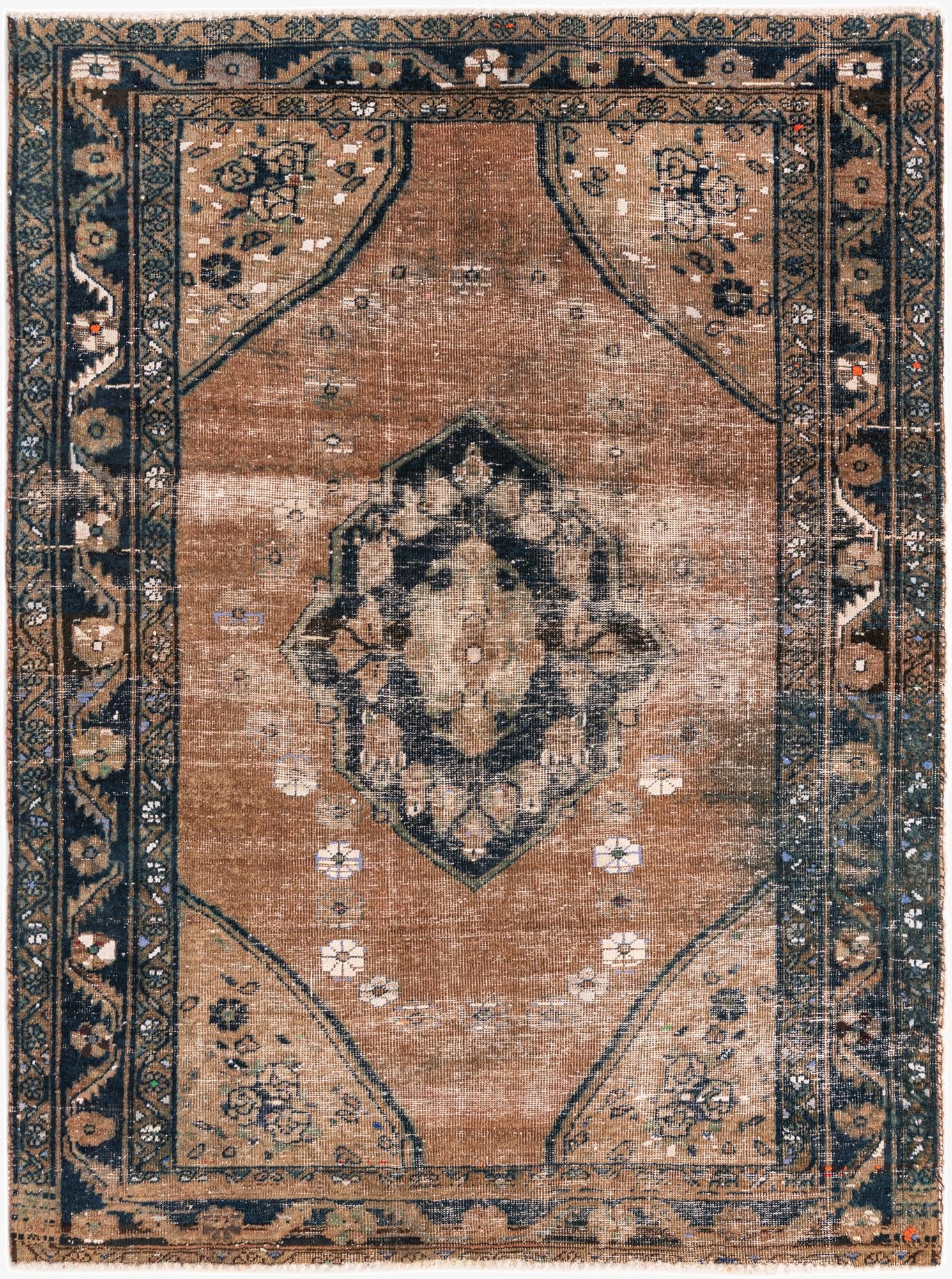 4' 9 x 6' 4  Hand Knotted Ultra Vintage Persian Wool Rug