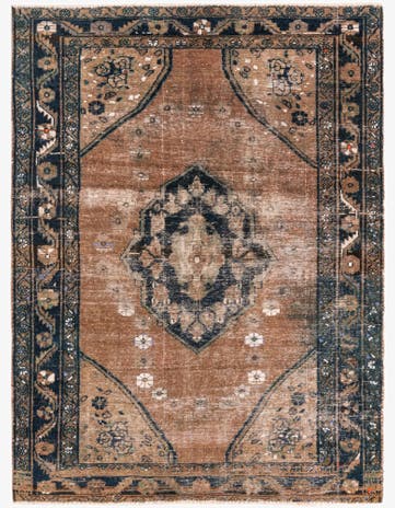4' 9 x 6' 4 Hand Knotted Ultra Vintage Persian Wool Rug