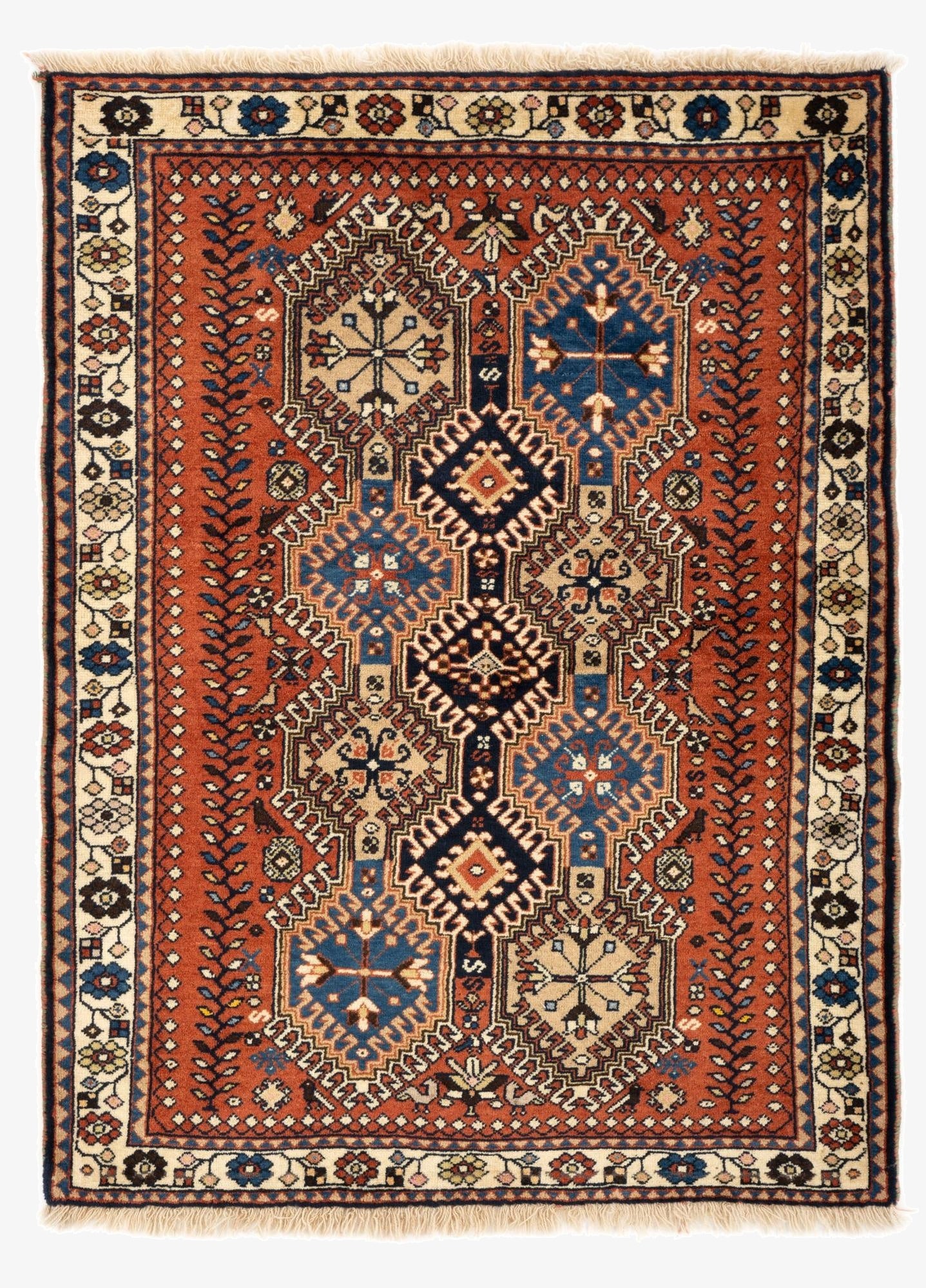 3' 5 x 4' 11  Hand Knotted Yalameh Persian Wool Rug