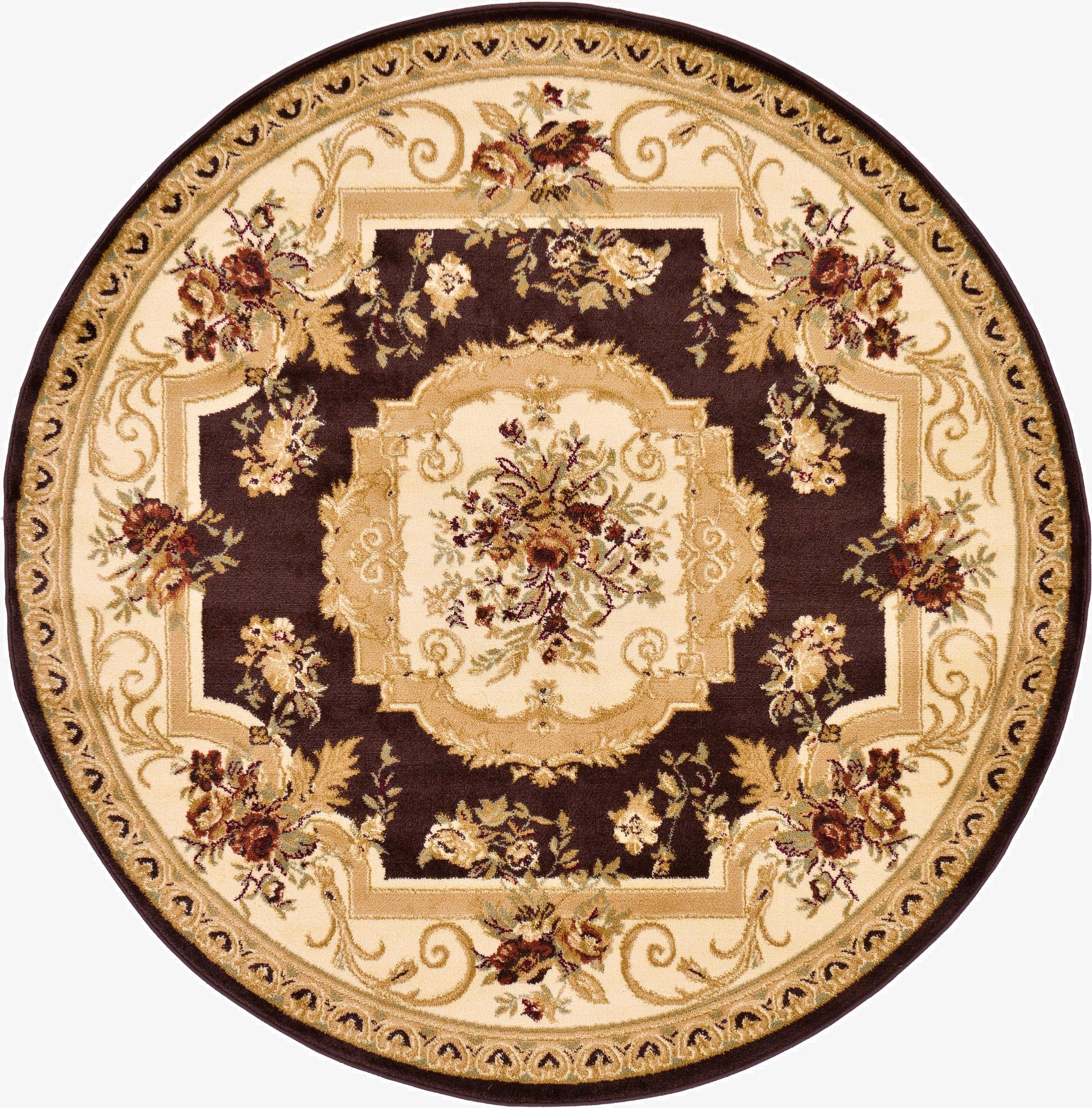 6' x 6' Classic Aubusson Round Rug