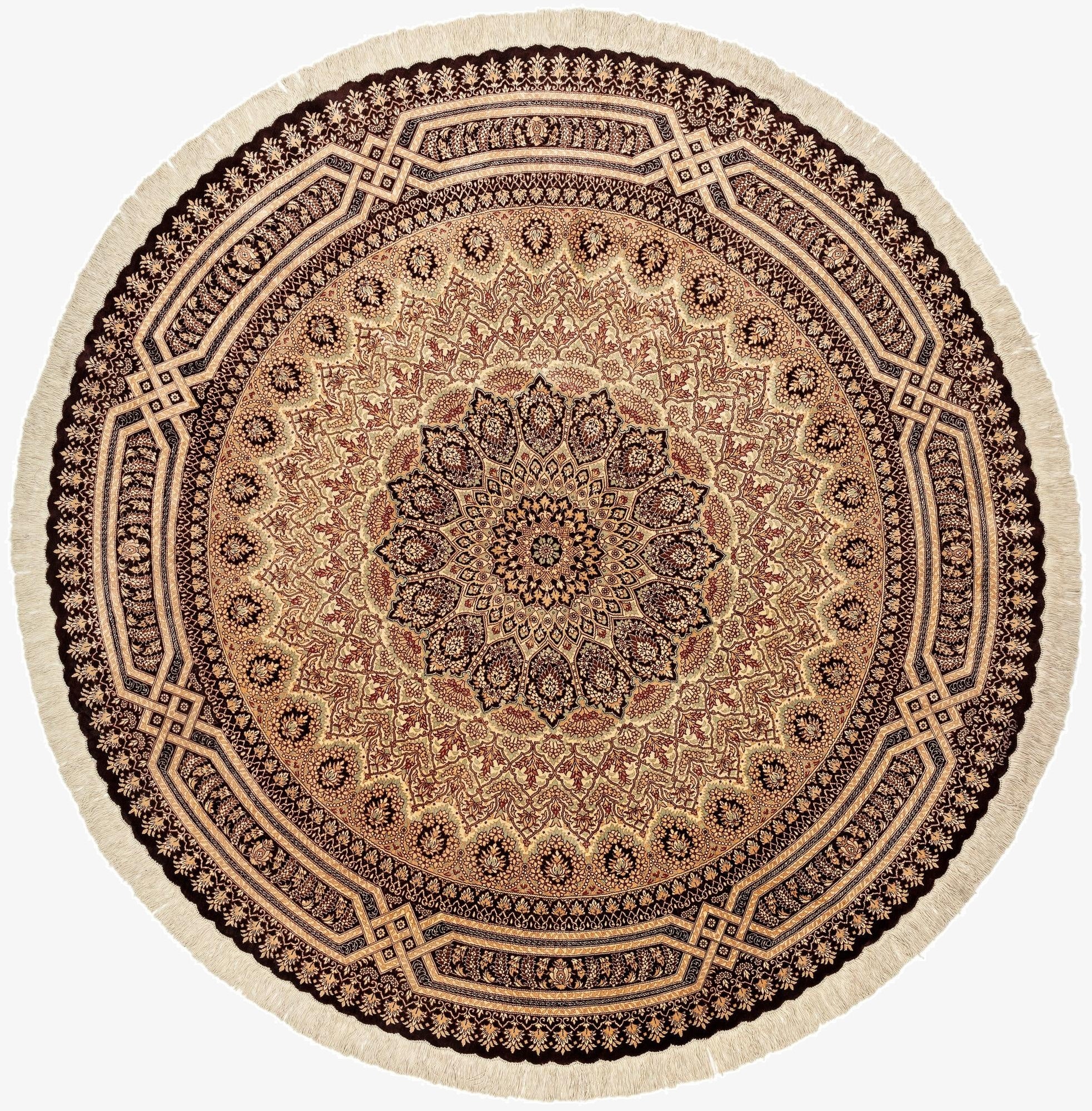 6' 6 x 6' 6 Ghom Silk Round Rug
