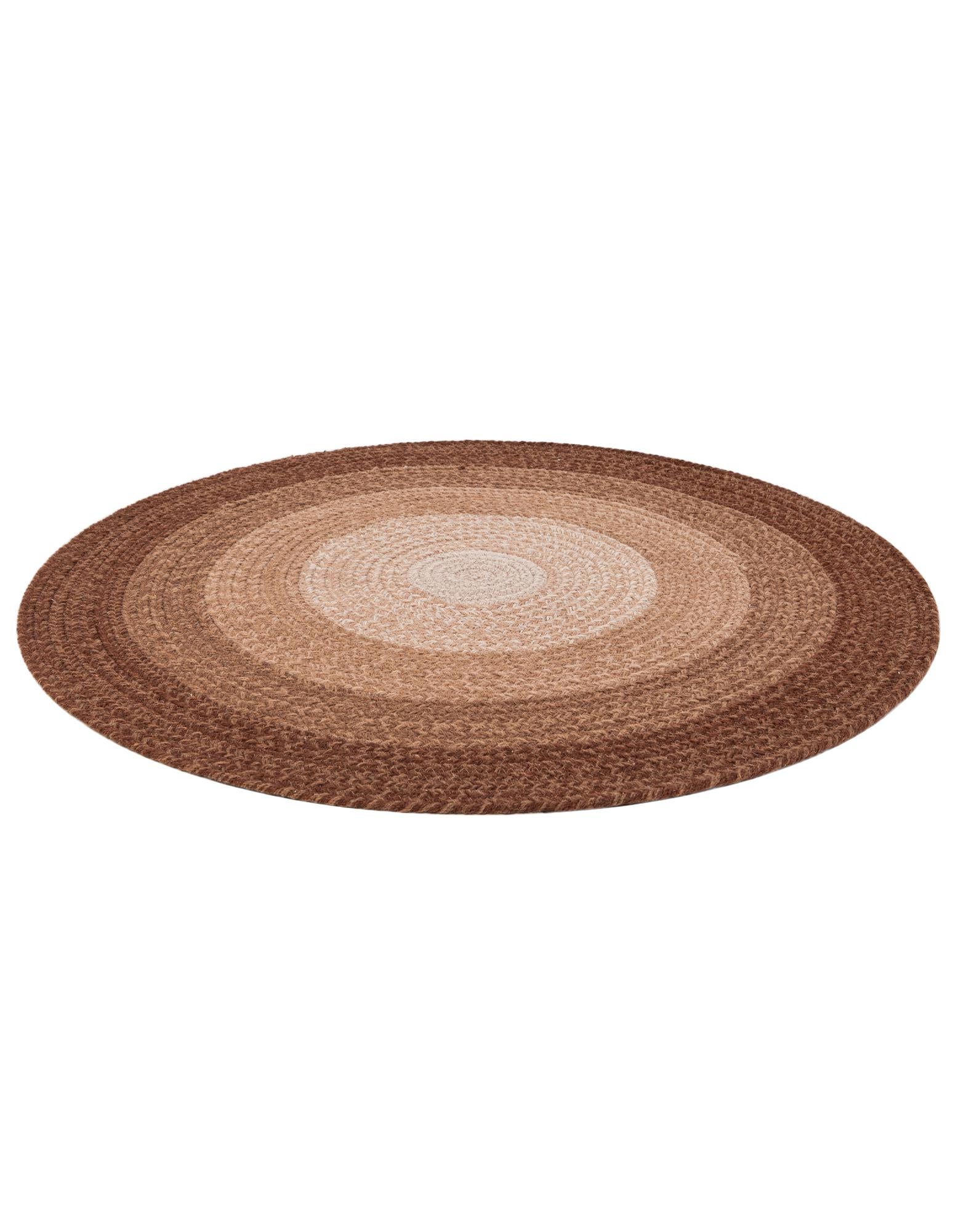 3' 1 x 3' 1 Handmade Hand Braided Wool Round Rug