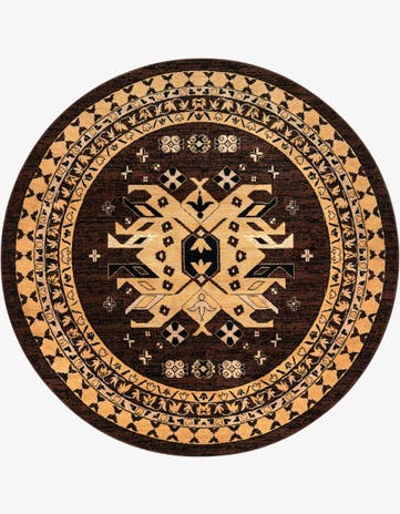 Brown Heriz Design Round Rug