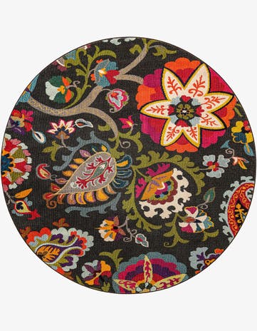 Brown Washable Hyacinth Round Rug