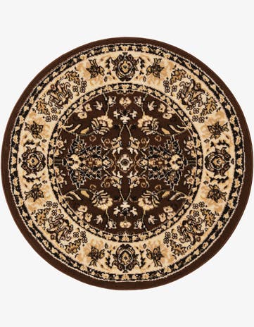 Brown Kashan Design Round Rug
