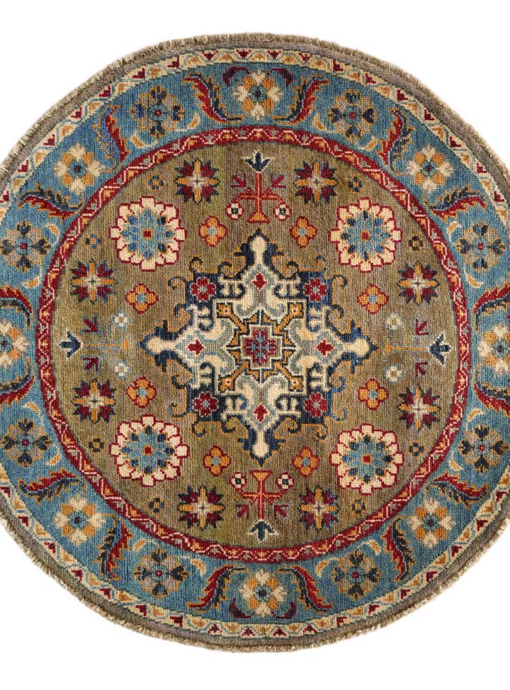 3' 4 x 3' 4 Hand Knotted Kazak Round Rug