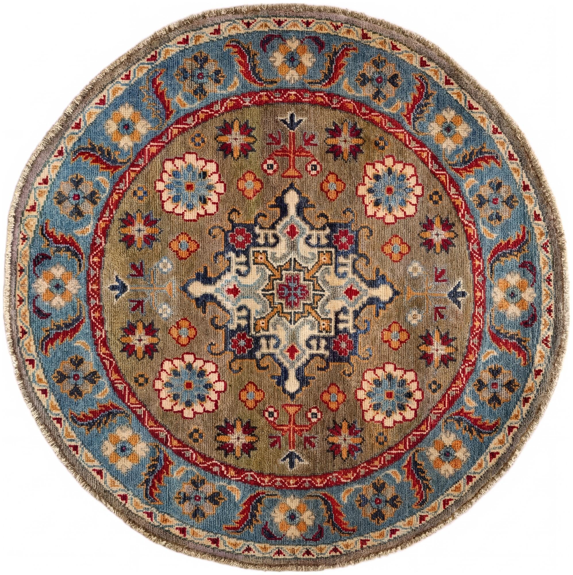 3' 4 x 3' 4 Hand Knotted Kazak Round Rug