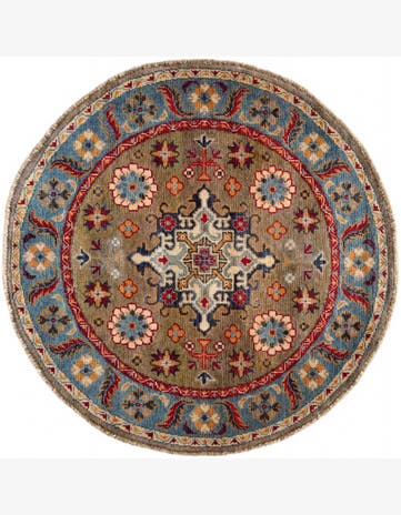3' 4 x 3' 4 Hand Knotted Kazak Round Rug