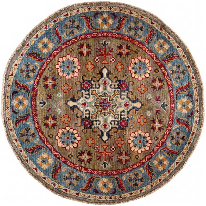 3' 4 x 3' 4 Hand Knotted Kazak Round Rug