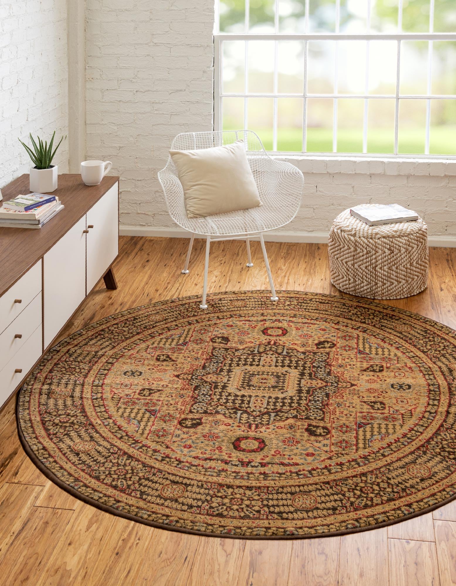 Brown Mamluk Round Rug