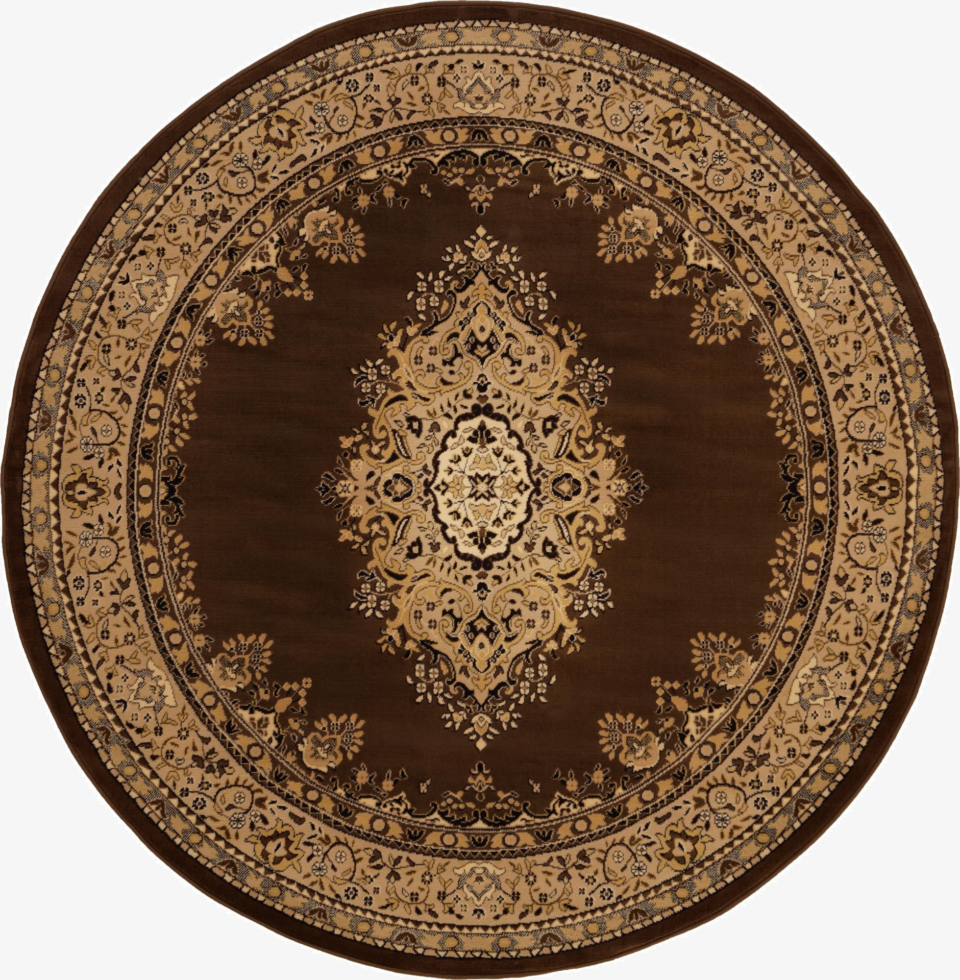 7' 10 x 7' 10 Mashad Design Round Rug
