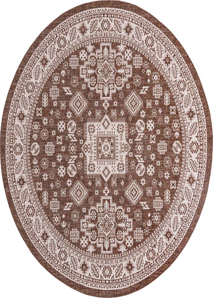 10' x 10' Easy-Clean Aztec Indoor / Outdoor Round Rug