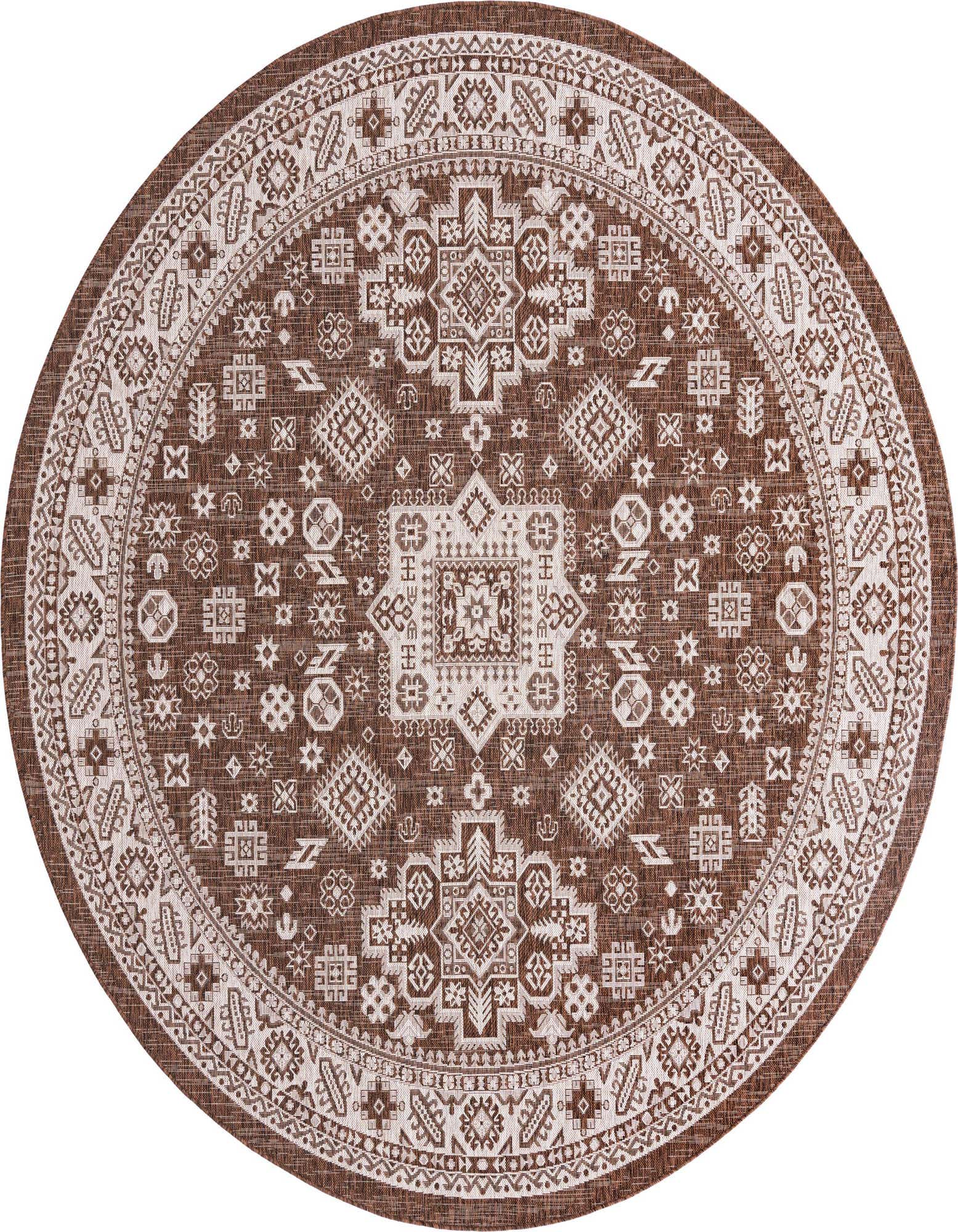 10' x 10' Easy-Clean Aztec Indoor / Outdoor Round Rug