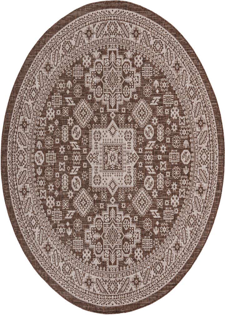 7' 10 x 7' 10 Easy-Clean Aztec Indoor / Outdoor Round Rug