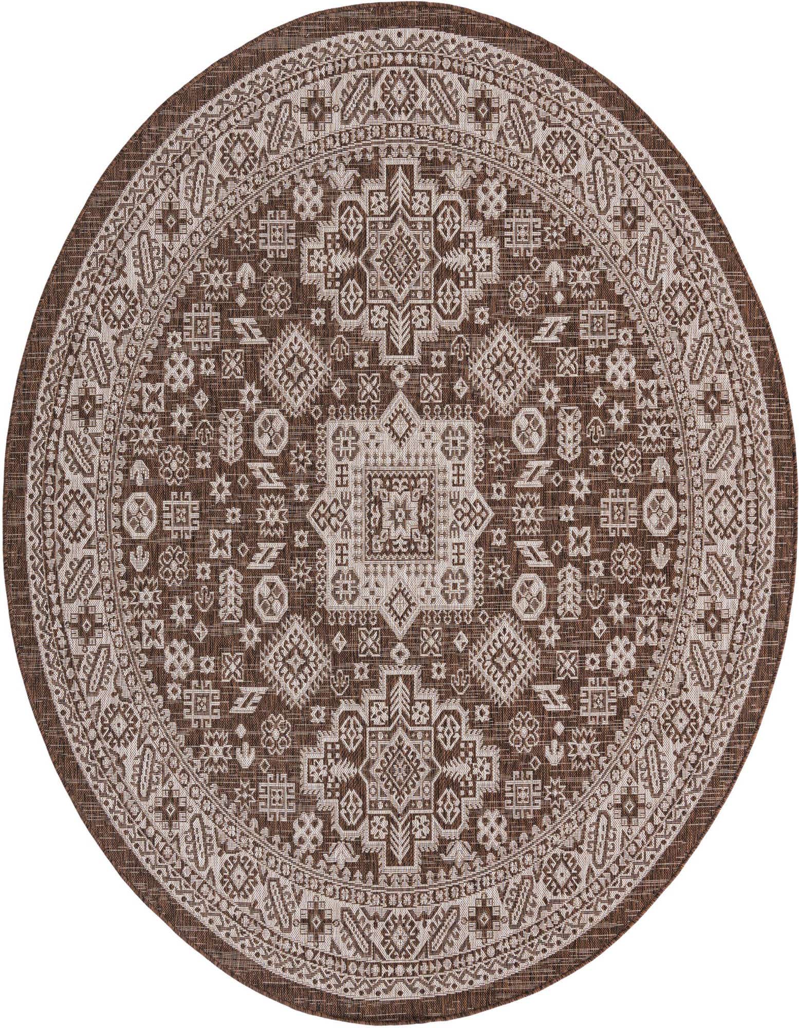 7' 10 x 7' 10 Easy-Clean Aztec Indoor / Outdoor Round Rug