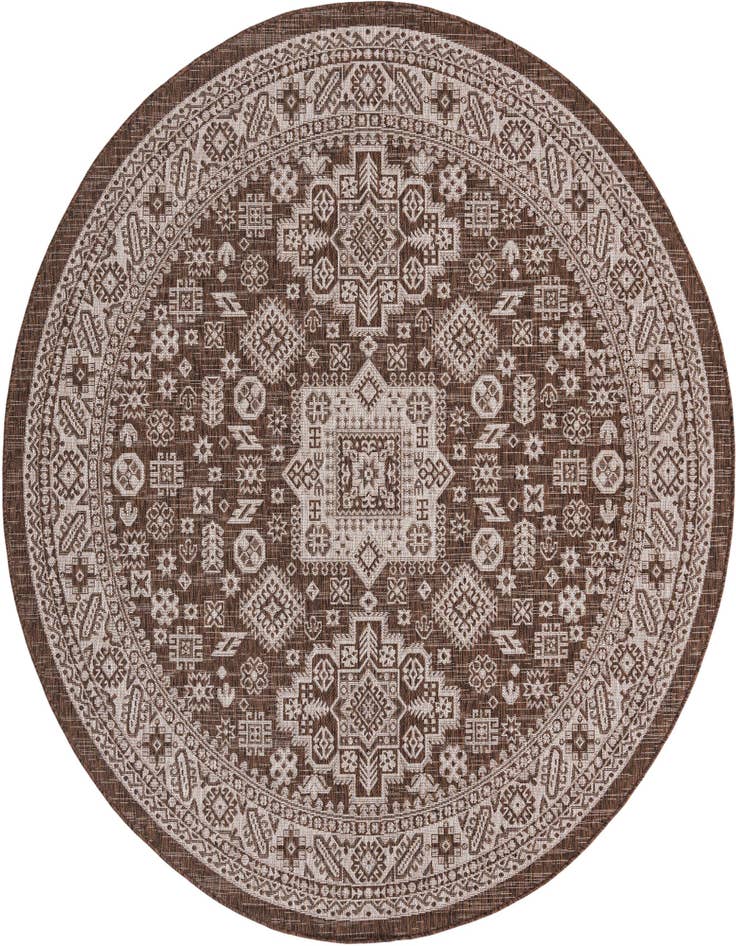 Detail image of 7' 10 x 7' 10 Easy-Clean Aztec Indoor / Outdoor Round Rug
