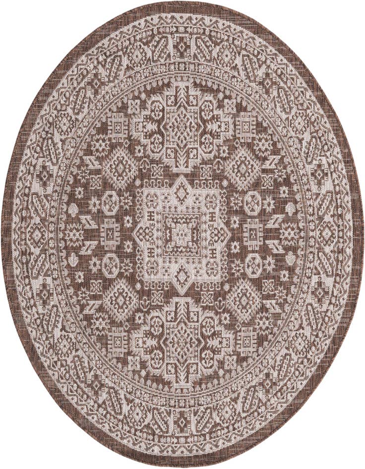 Detail image of 5' 3 x 5' 3 Easy-Clean Aztec Indoor / Outdoor Round Rug