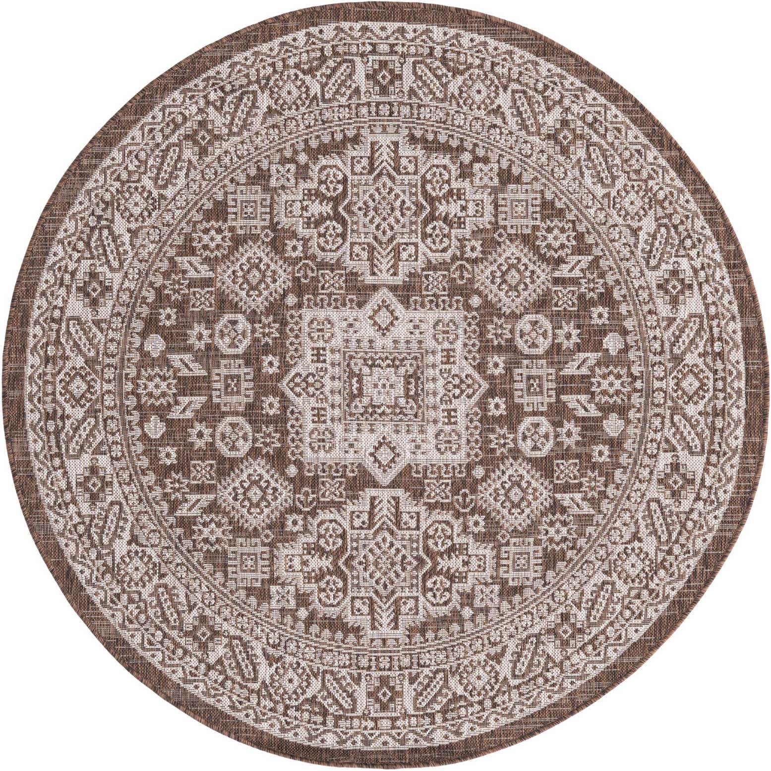 5' 3 x 5' 3 Easy-Clean Aztec Indoor / Outdoor Round Rug