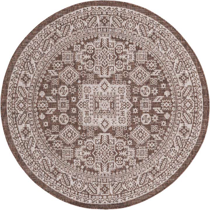 5' 3 x 5' 3 Easy-Clean Aztec Indoor / Outdoor Round Rug