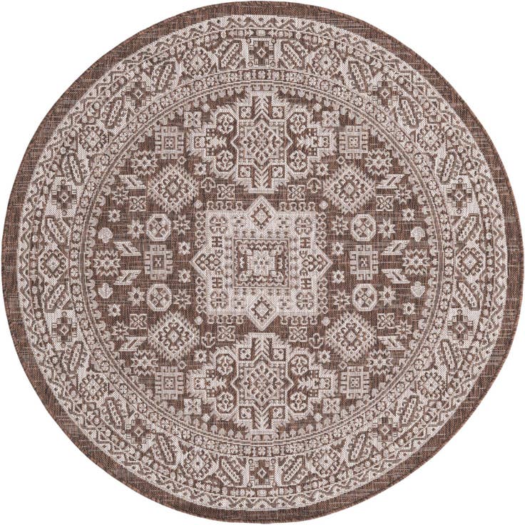 Detail image of 5' 3 x 5' 3 Easy-Clean Aztec Indoor / Outdoor Round Rug
