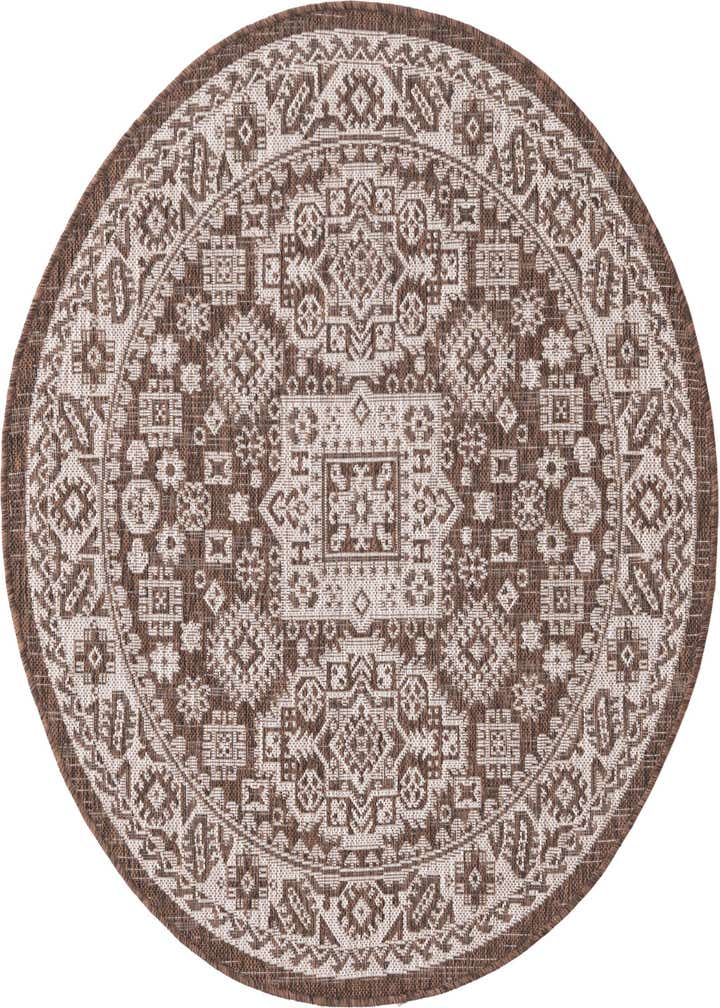 4' x 4' Easy-Clean Aztec Indoor / Outdoor Round Rug