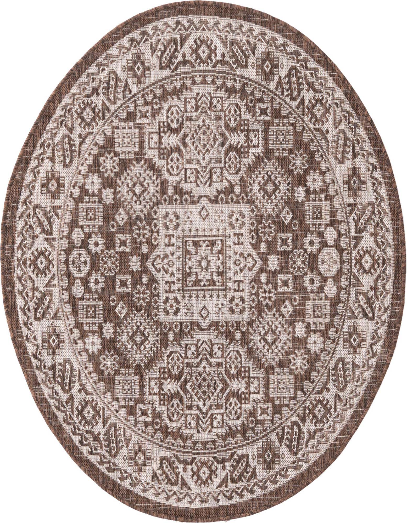 4' x 4' Easy-Clean Aztec Indoor / Outdoor Round Rug