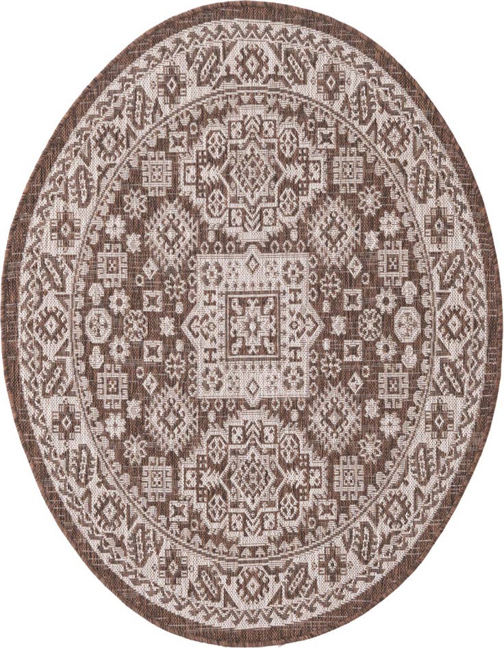 Detail image of 4' x 4' Easy-Clean Aztec Indoor / Outdoor Round Rug