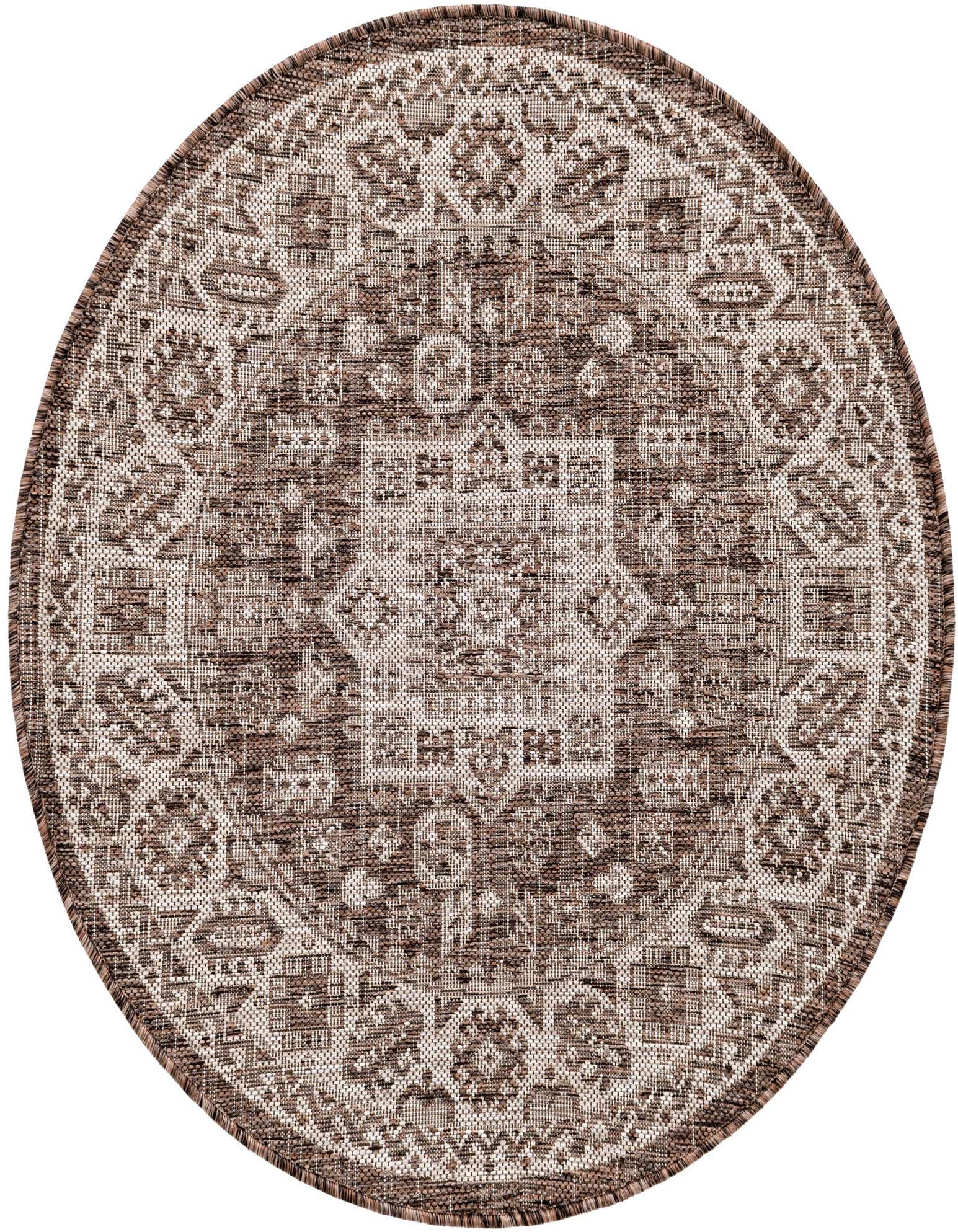 3' x 3' Easy-Clean Aztec Indoor / Outdoor Round Rug