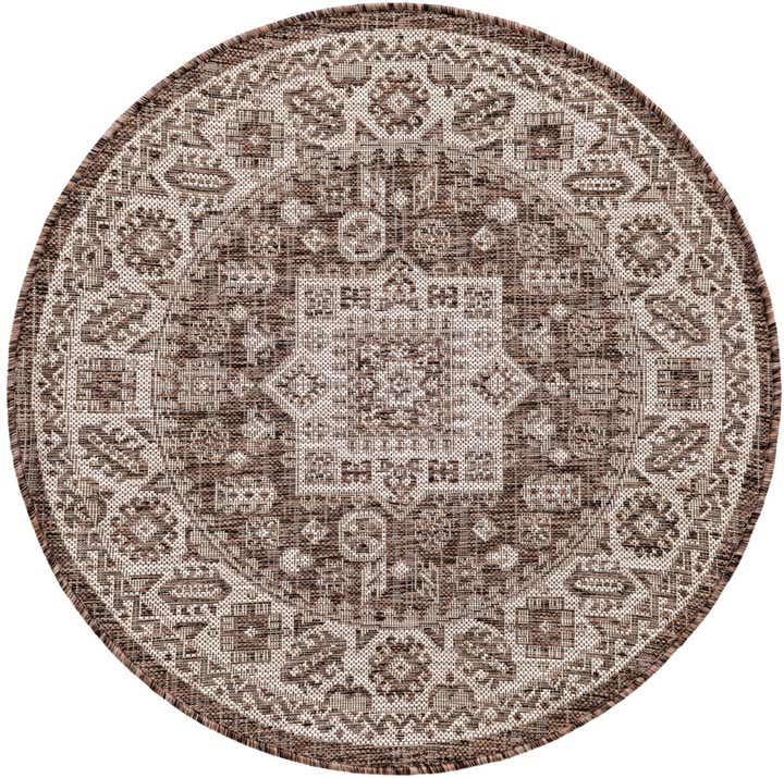 3' x 3' Easy-Clean Aztec Indoor / Outdoor Round Rug