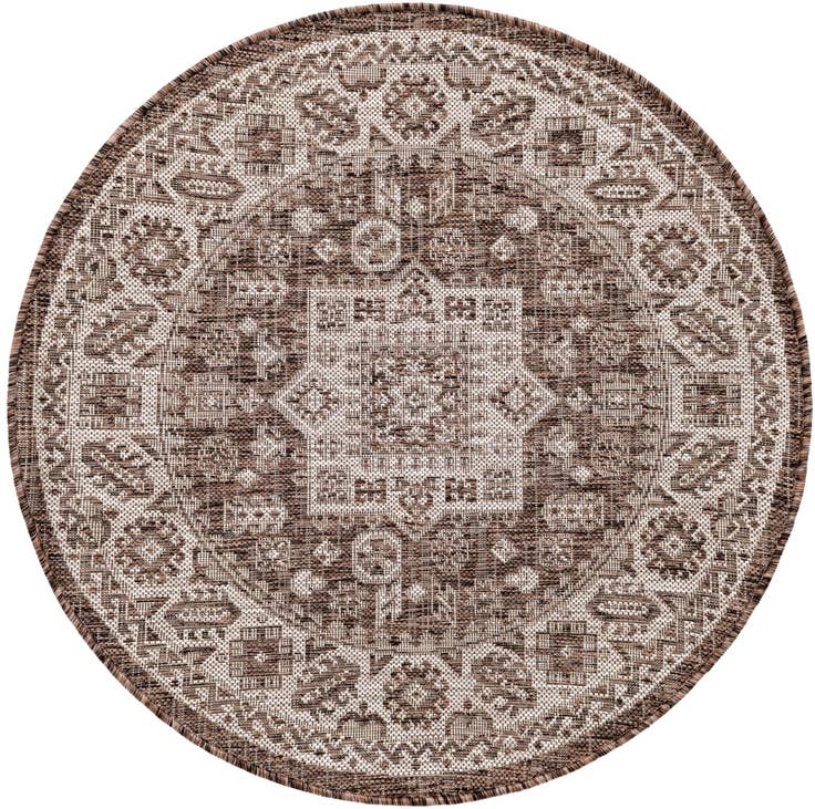 Detail image of 3' x 3' Easy-Clean Aztec Indoor / Outdoor Round Rug
