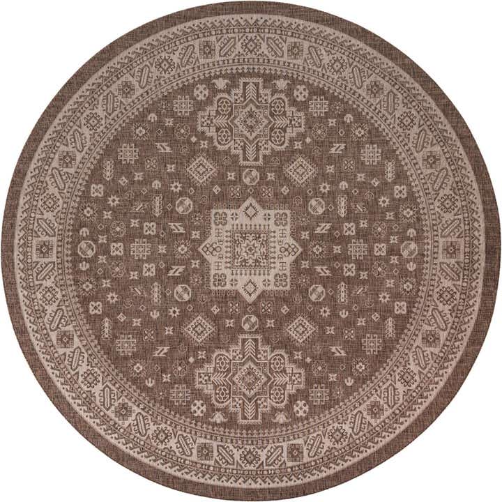 13' x 13' Easy-Clean Aztec Indoor / Outdoor Round Rug