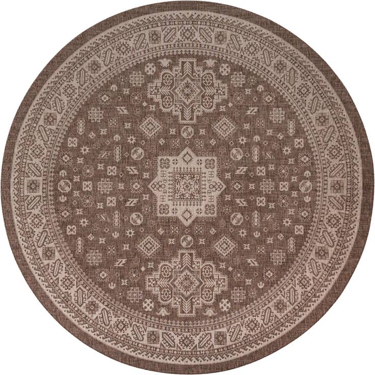 Detail image of 13' x 13' Easy-Clean Aztec Indoor / Outdoor Round Rug