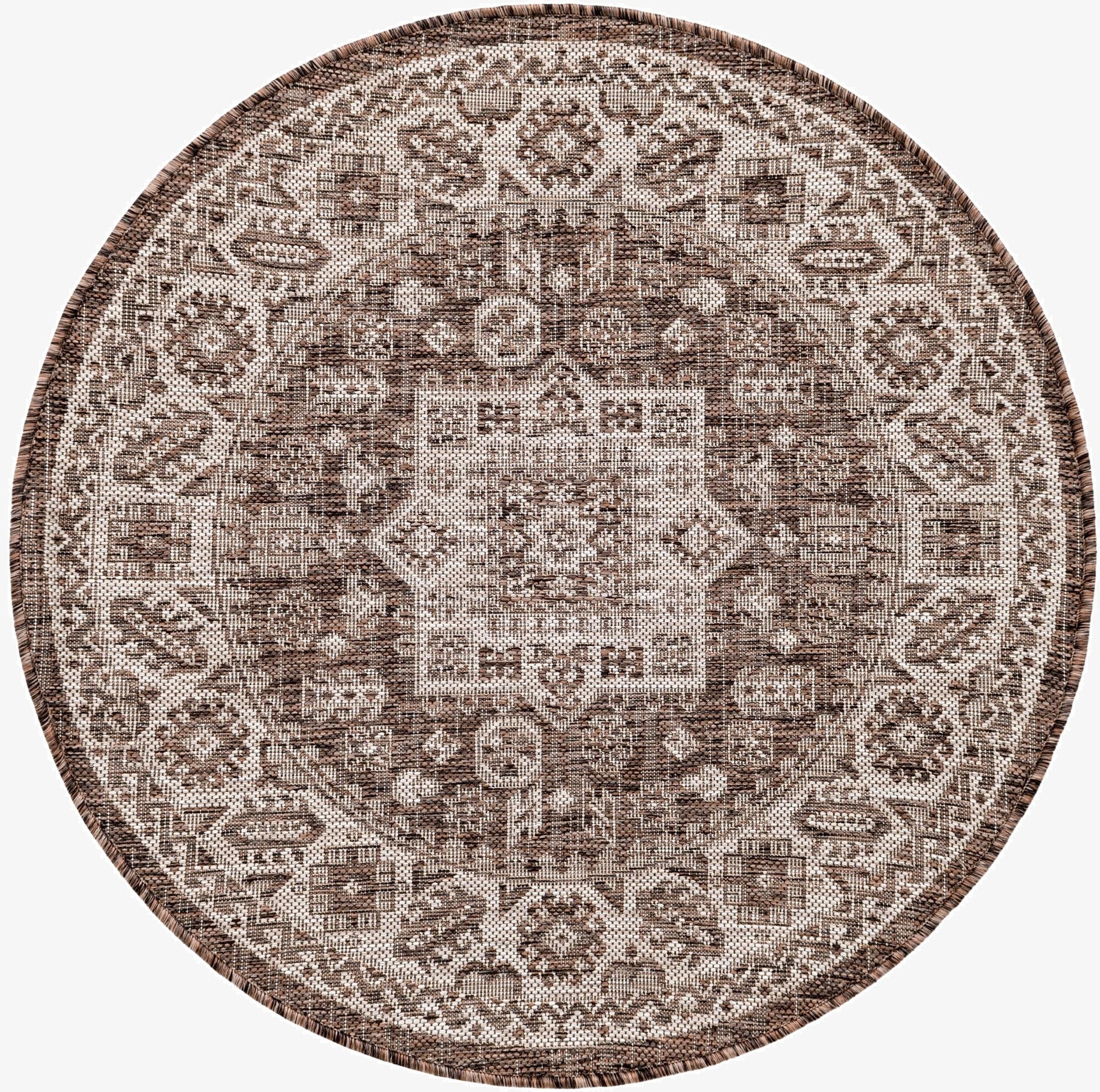 3' x 3'  Washable Aztec Indoor / Outdoor Round Rug