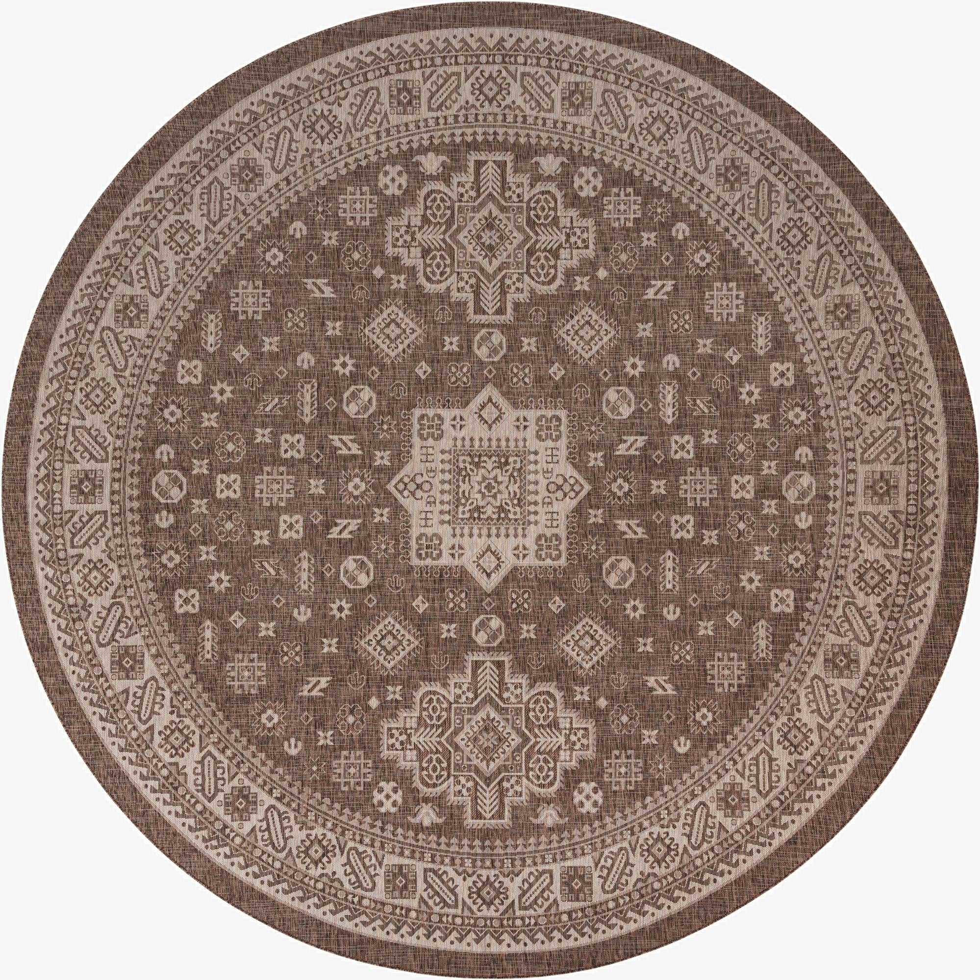 13' x 13'  Washable Aztec Indoor / Outdoor Round Rug