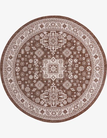 10' x 10' Easy-Clean Aztec Indoor / Outdoor Round Rug