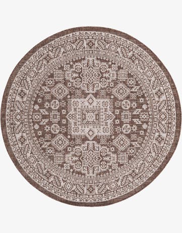 5' 3 x 5' 3 Easy-Clean Aztec Indoor / Outdoor Round Rug